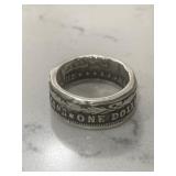 Morgan Dollar Mens Ring Silver Tone