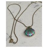 Vintage Shell Purple & Turquoise Gold Tone