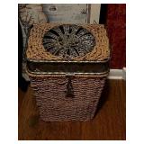 Ornate Wicker and Metal Hamper