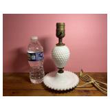 Vintage Hobnail Milk Glass Bowl Base Lamp