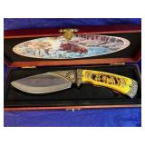 BEAR & CUB CARVED HANDLE COLLECTABLE 5" KNIFE IN