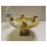 Vintage Alabaster Footed Bird Bath With Removable