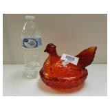 Amberina Nesting Hen Candy Dish