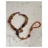 Vintage Gemstone Coral Amber Necklace Anklet