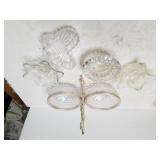 Glass Candle Holders, Relish Tray