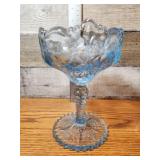 FENTON Cornflower Blue "Puritan Daisy" compote