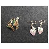 (2) Pair Ladies Dangle Earrings - Hummingbird &