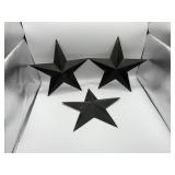 Primitive Set Of 3 Tin Black Stars