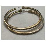 Vintage Hoop Earrings Gold Tone w/Diamond Like