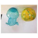 Round Art Glass & Blue Bubble Vase