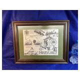 Vintage Maryland Map by Artist R. Toelke 1971