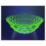 Green Depression Cubed Pattern Candy Dish or