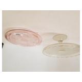 Glass Pedestal Cake Plate, Pink Color Cake Plate