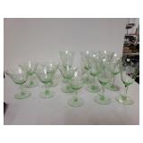 Vintage Uranium Glass Stemware. 1 Has Small Chip