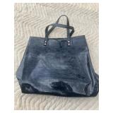 Harrods Designer Black Gloss Leather Handbag