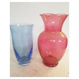 Blue & Red Glass Vases