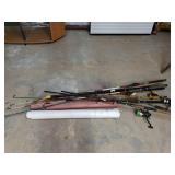 Assorted Fishing Rods And Fish Wrapping Paper