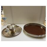 Jowle Silver Tone Chip And Dip Platter And Drink