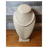 Freshwater pearl and pink seed bead necklace. 16"