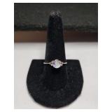 Ladies Sterling Silver Ring W/iridescent Stone -