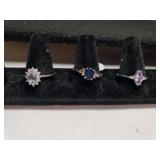 (3) Ladies Costume Rings - Size 10