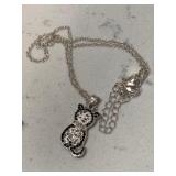 Unusual Cat Rhinestone Necklace