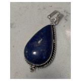 Silver Blue Lapis Gemstone Pendant