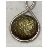 Vintage Green Gemstone Silver Tone Pendant