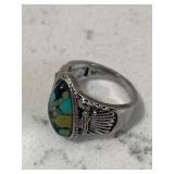 Sterling Turquoise Onyx Fused Gemstone Ring