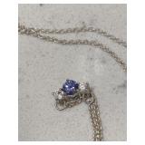Sterling Silver Necklace w/Blue Sapphire Stone