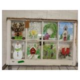 Vintage Holiday Hand Painted Window