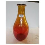 Large Orange/Red Tall Glass Vase
