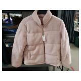 Womens Small Pink Platinum Puffer Coat.