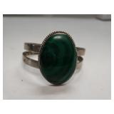 Ladies Sterling Silver W/large Malachite Stone