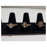 (3) Ladies Gold Tone Rings - Size 10