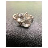 Ladies Size 6 Silver Tone Studded Ring