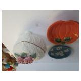 Ivory Porcelain Jewelry Dish, Pumpkin Dish, Plate