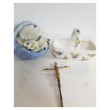 Crucifix,  Porcelain Baskets