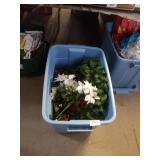 Tote With Top & Artificial Flowers, Wreath