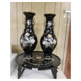 Asian Inspired Vases With Beautiful Inlay