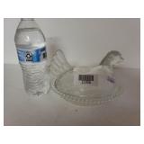 Clear Glass Nesting Hen Candy Dish