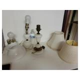 Vintage Milkglass Table Lamps And Lampshades