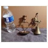 Brass Heart Candlestick & Brass Carousel Horse