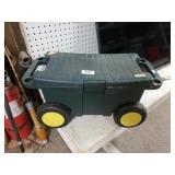 Rolling Garden Storage Seat With Garden Tools