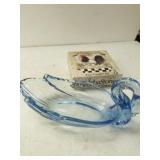Absorbastone Coaster,  Glass Blue Swan Candy Dish