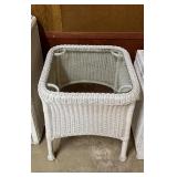 Wicker Side Table With Glass Top