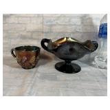 Carnival Glass Antique Single Foot with Handles