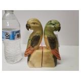 Italian Alabaster Parrot Bookends. Signed