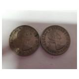 (2) Two Shilling Coins - 1956 & 1960