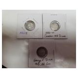 (3) Silver Canadian Dimes - 1800-1900
